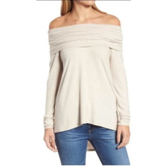 Gibsonlook Nordstrom Convertible Neck Top in Oatmeal Animal Leopard NWT - Picture 3 of 7